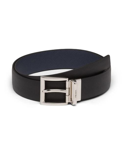 Prada Black Buckle Reversible Belt for men