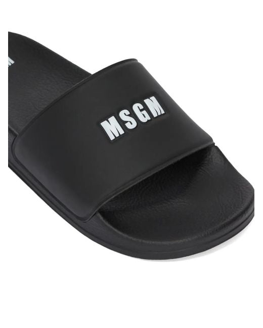 Sandali Slides Con Logo di MSGM in White