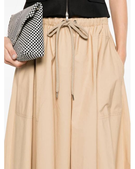 Moncler Natural A-Line Midi Cotton Skirt