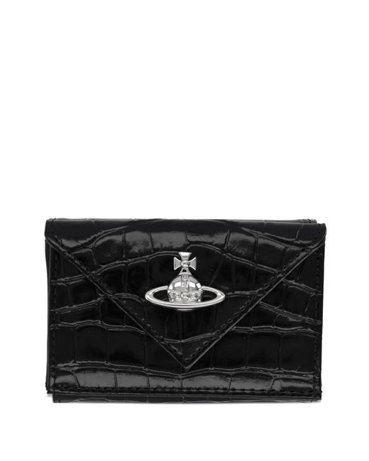Vivienne Westwood Black Orb-Detail Croco-Effect Wallet