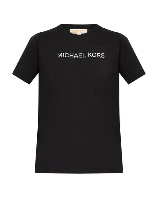 MICHAEL Michael Kors Black Beaded-Logo T-Shirt