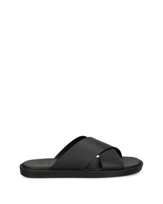 ARMANI EXCHANGE Black Crossover-Strap Slides for men