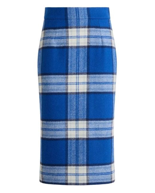 Bally Blue Karierter Midirock