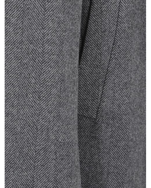 Tagliatore Gray Herringbone Button Coat for men