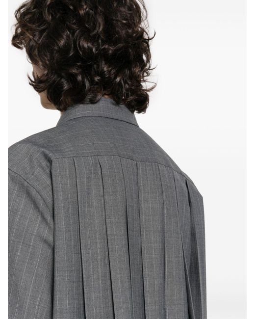 Sacai Nadelstreifenhemd mit Faltendetail in Gray für Herren