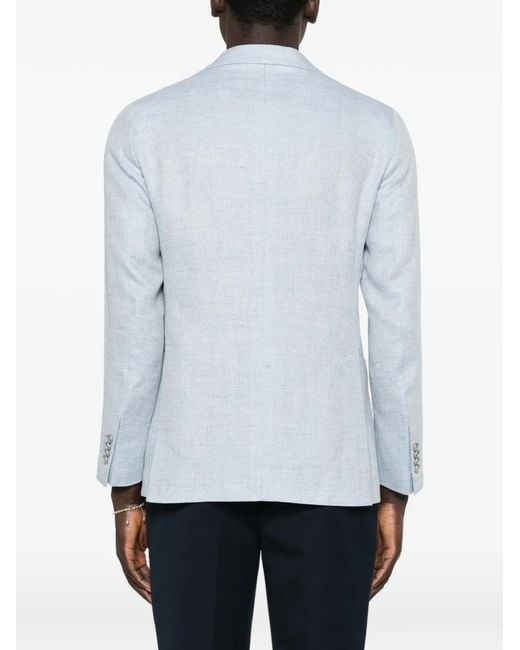 Tagliatore Blue Logo-Pin Blazer for men