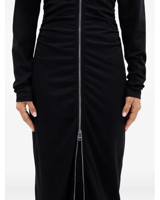 MSGM Zip-front Gathered Maxi Dress Black