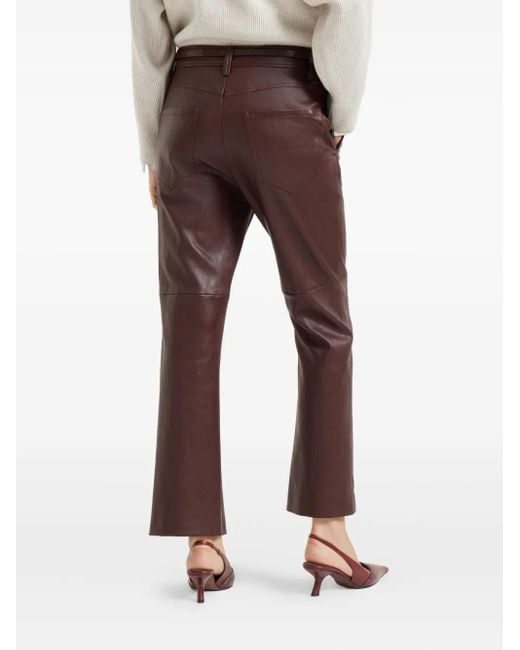 Brunello Cucinelli Purple Leather Flared Trousers