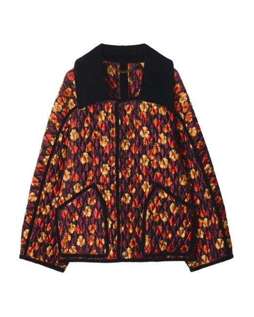Burberry Red Geranium Leaf Quilted Nylon Floriston Jacket