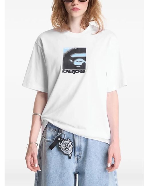 A Bathing Ape White Spray Ape Head T-Shirt