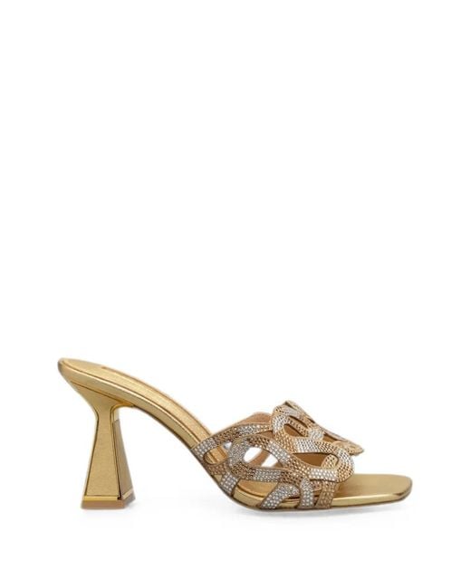 Kat Maconie Metallic Crystal-Embellished Leather Sandals