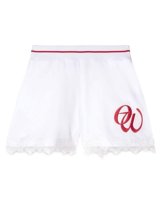 Off-White c/o Virgil Abloh White Lace-Detailing Shorts