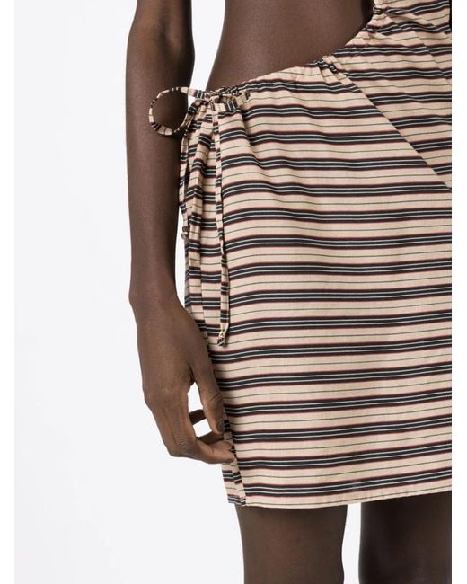 Amir Slama Blue One-Shoulder Striped Dress