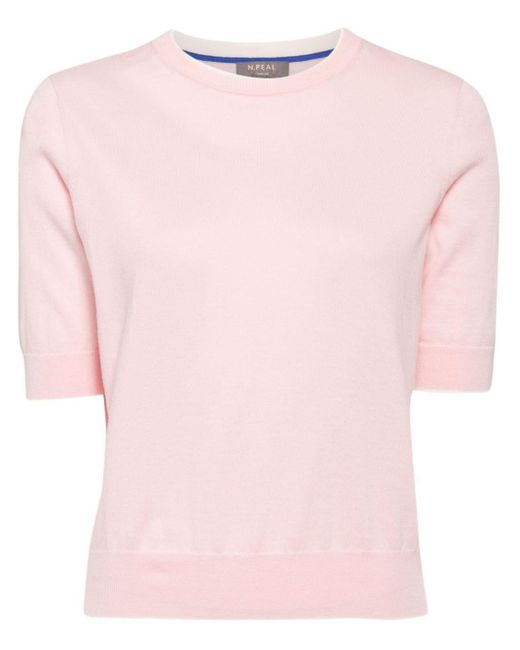 N.Peal Cashmere Pink Fine-knit T-shirt