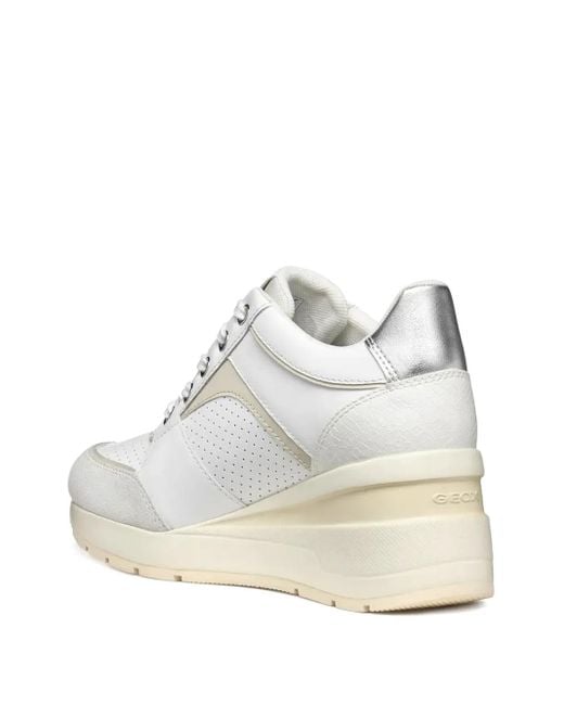 Geox White Perforated Sneakers