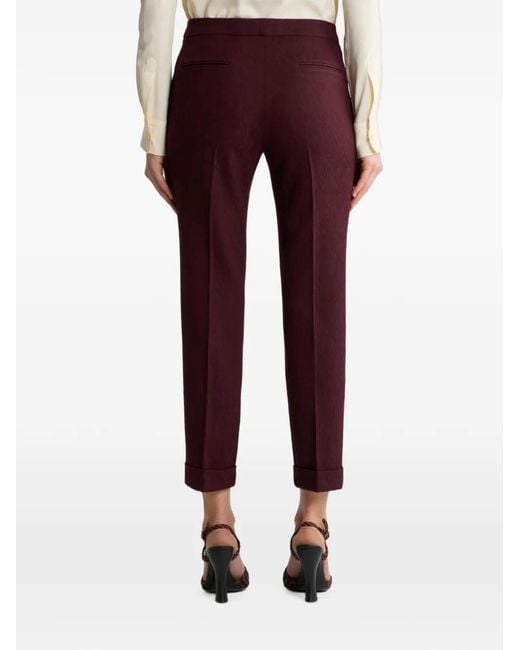 Etro Purple Cropped Wool Jacquard Trousers With Medallion Motif