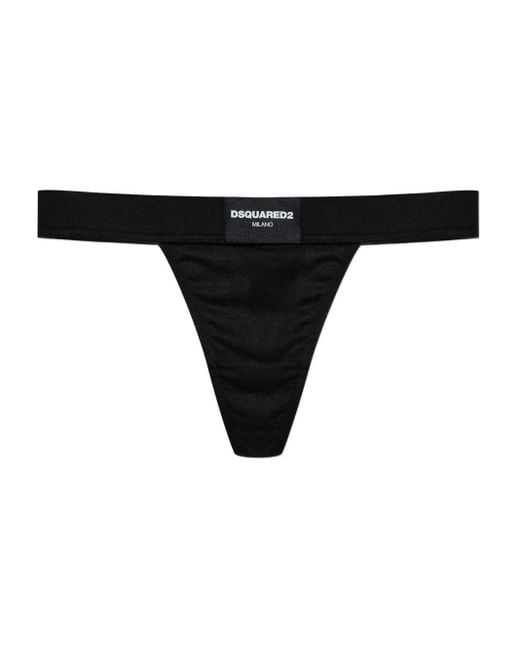 DSquared² Black Logo-Plaque Thong