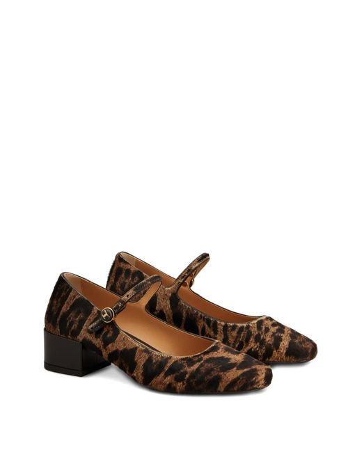 Tod's Brown Leopard-Print Block-Heel Pumps