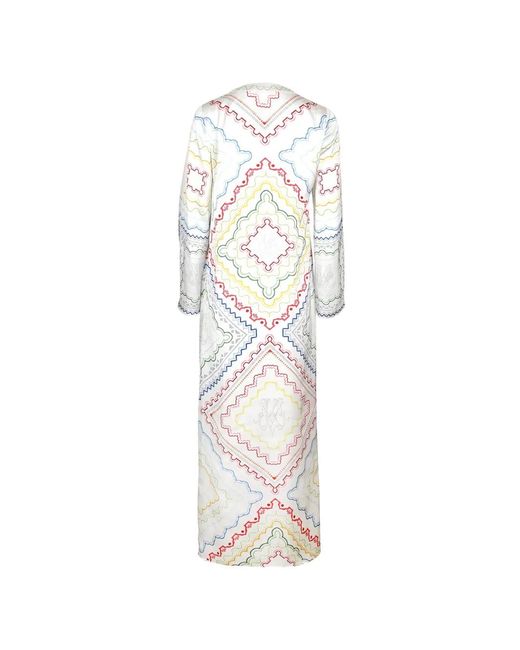 Mary Katrantzou White Collins Geometric-Print Kaftan Dress