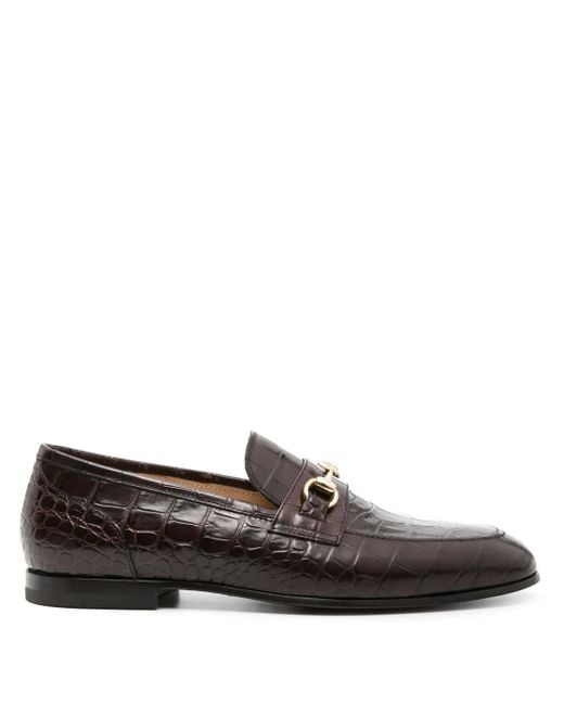 Scarosso Gray Alessandro Embossed-Crocodile Loafers for men
