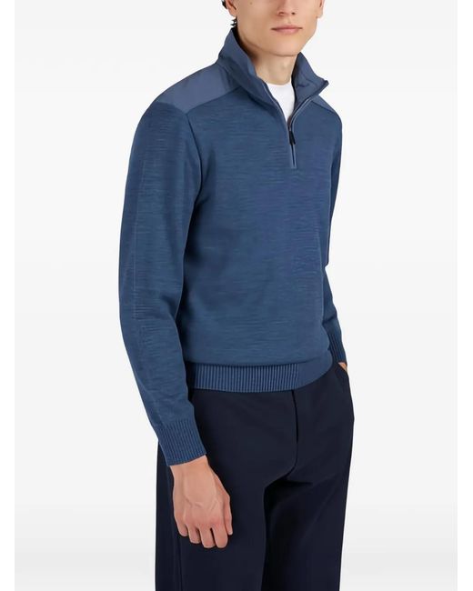Paul & Shark Blue Half-Zip Detail Sweater for men