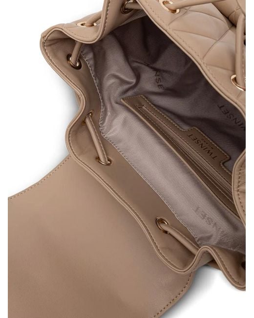 Twinset Natural Quilted Leather Backpack