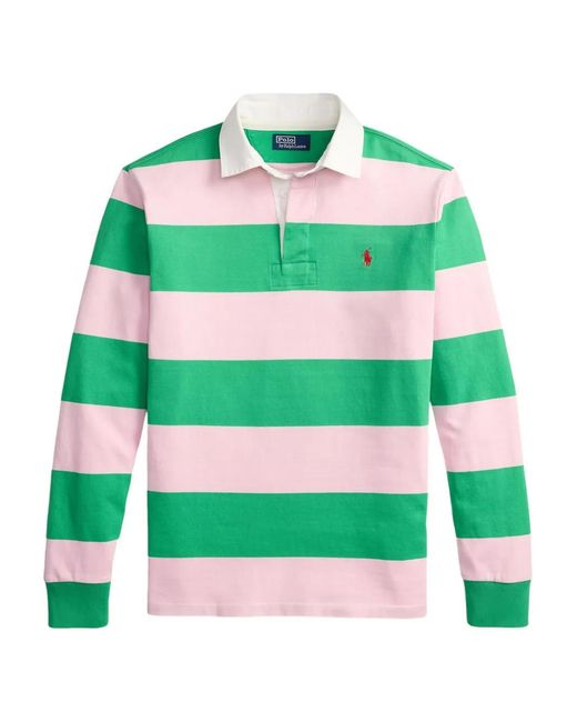 Polo Ralph Lauren Green Apos;S Iconic Stripe Cotton Long-Sleeve Rugby Shirt for men