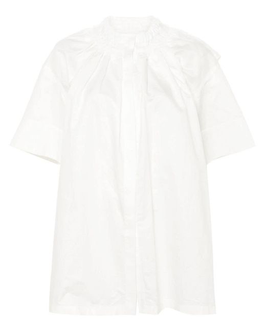 Chemise longue à col volanté Jil Sander en coloris White