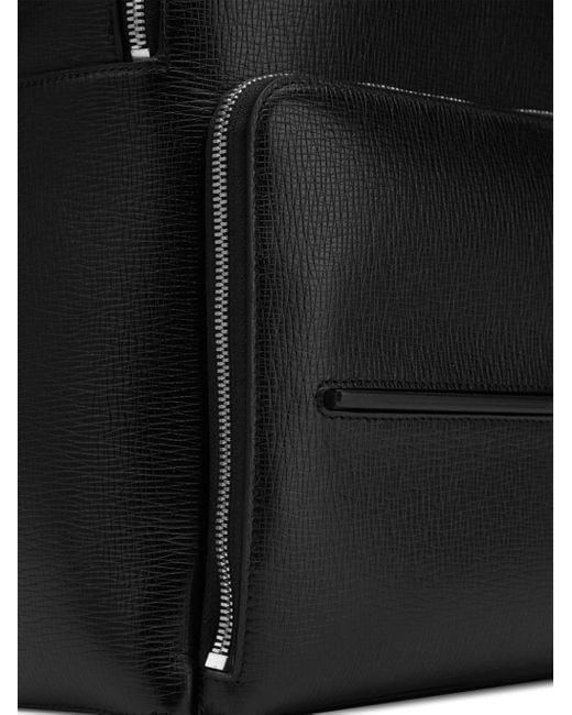 Ferragamo Black Grained Leather Backpack for men