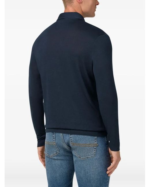 Polo A Maniche Lunghe di Boggi in Blue da Uomo