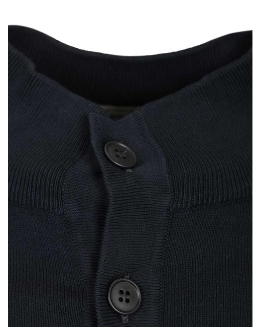 Al Duca D'aosta Blue High-Neck Button-Up Cardigan for men