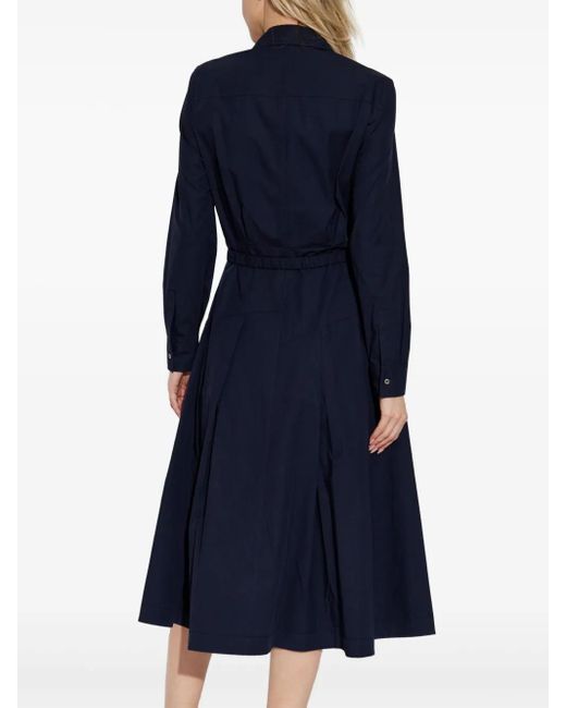 Tory Burch Blue Midi-Hemdblusenkleid Aus Popeline Aus Einer Baumwollmischung Mit Gürtel