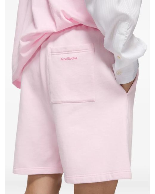 Pantalones cortos con logo bordado Acne de color Pink