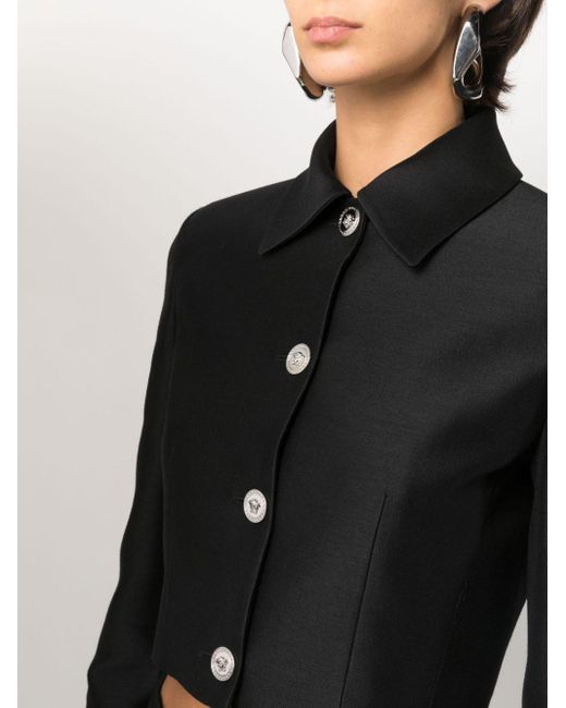 Versace Black Cropped Button-up Jacket