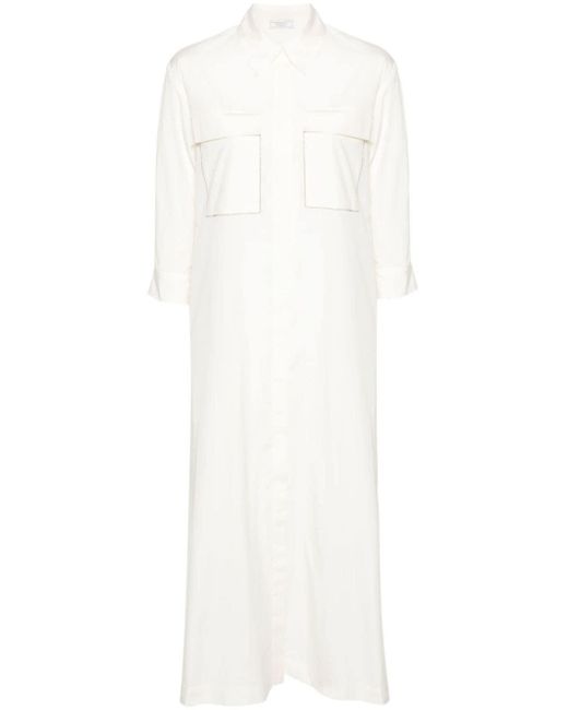 Peserico White Bead-detail Shirt Dress