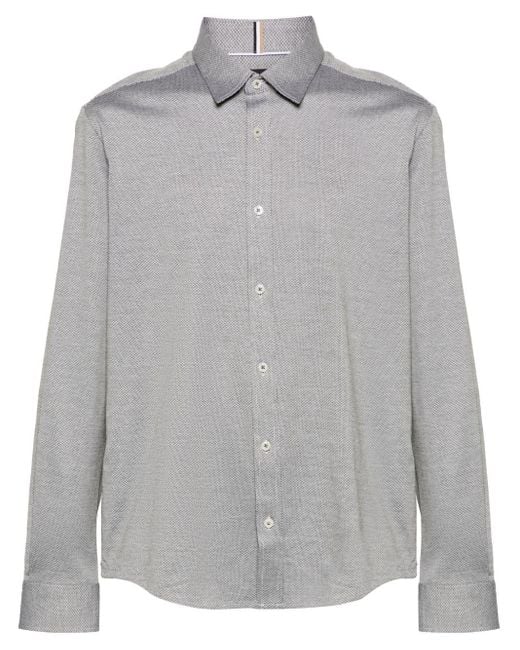 メンズ Boss Jacquard Cotton Shirt Gray
