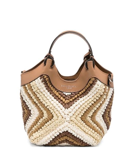 Gianni Chiarini Natural Mini Diamix Woven Geometric-Pattern Shoulder Bag
