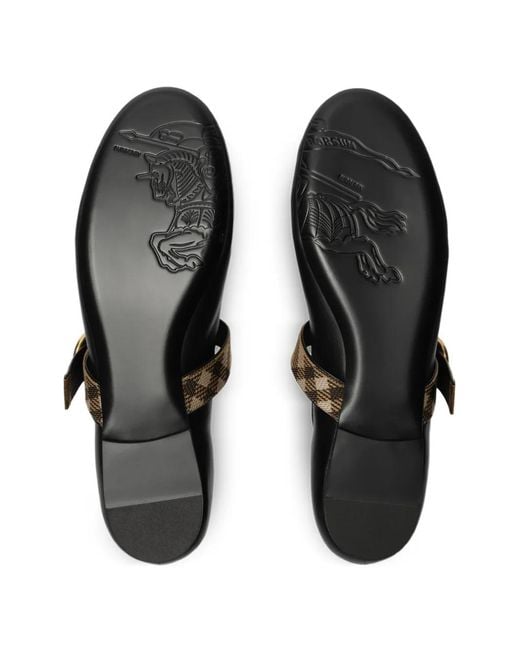 Burberry White Check-Strap Leather Robin Ballerinas