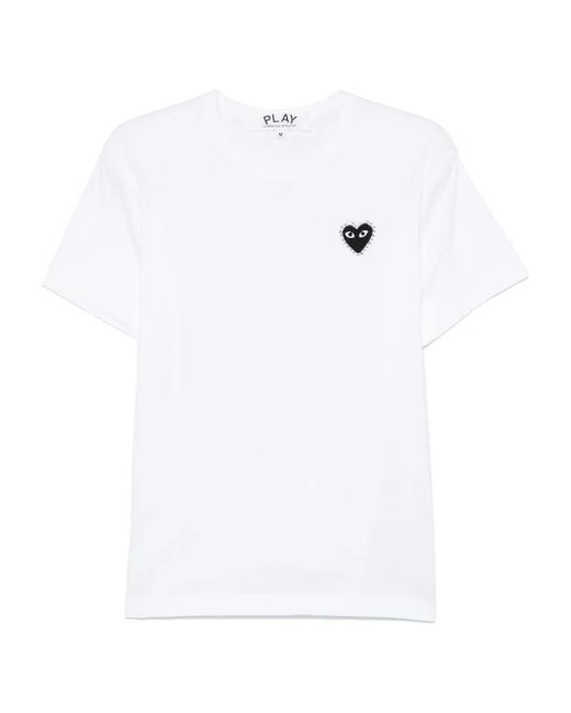 COMME DES GARÇONS PLAY White Rhinestone-Emblem T-Shirt