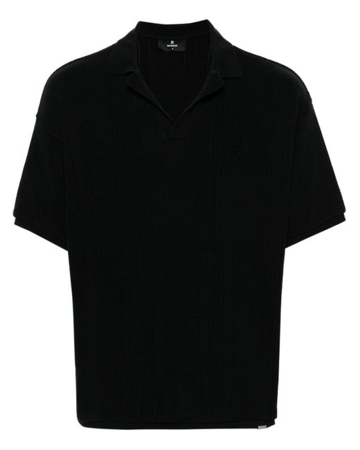 Represent Black Pointelle-knit Polo Shirt for men