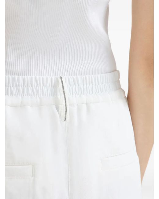 Brunello Cucinelli White Organza Monili-Detail Trousers