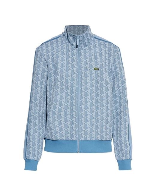 Lacoste Blue Monogram-Patterned Sweatshirt for men