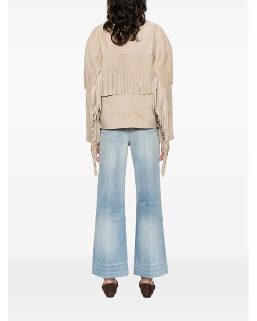 Sandro Natural Fringed Suede Jacket