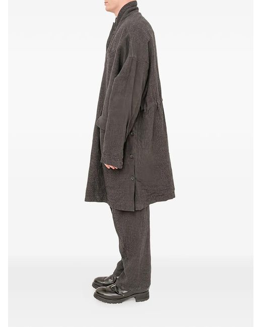The Viridi-anne White Button Linen Wool Coat for men