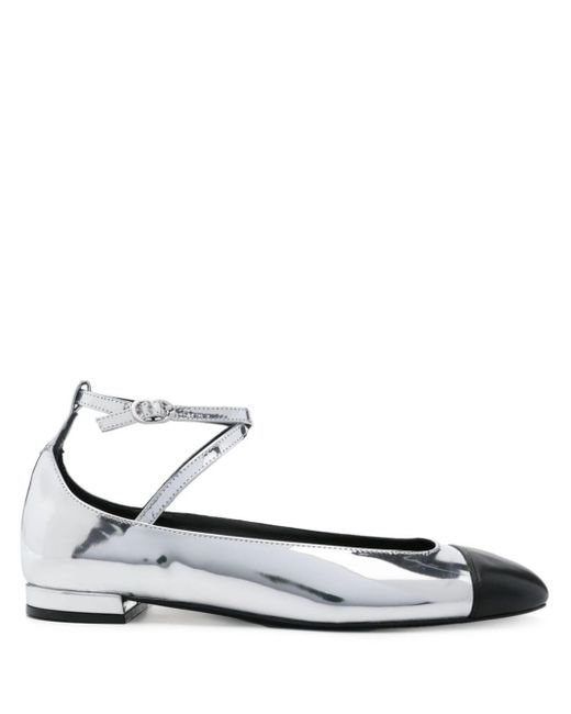 Stuart Weitzman White Patent Leather Ballerina Shoes