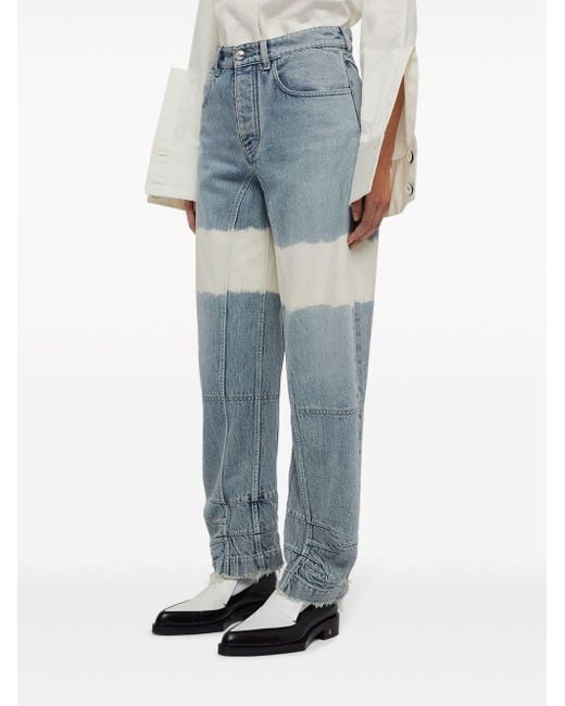 Jil Sander High Waist Jeans Met Colourblocking in het Blue