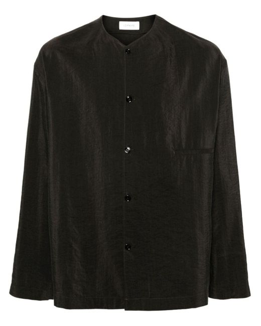 Lemaire Black Crinkled-finish Shirt for men