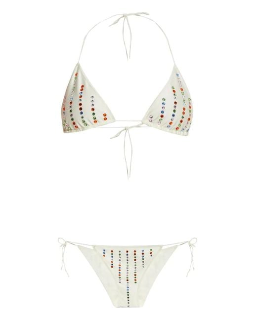 Oseree White Gem Triangle Bikini
