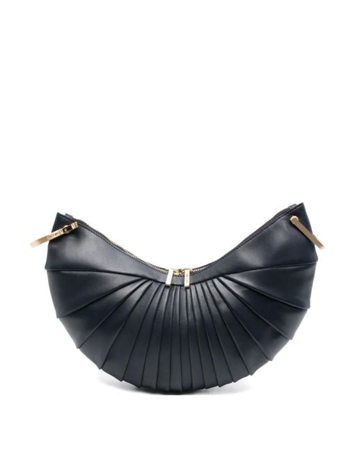 Cult Gaia Blue Ubah Pleated Clutch Bag