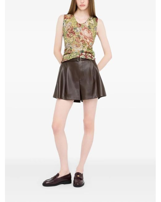 Liu Jo Green Floral-Print Sleeveless Top